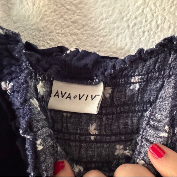 Cottagecore Ava Viv Navy White Daisy Floral Smocked Peplum Tank Top 1X Boho Chic - Picture 7 of 13